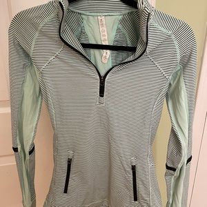 Lululemon Striped Mint Green 1/4 zip